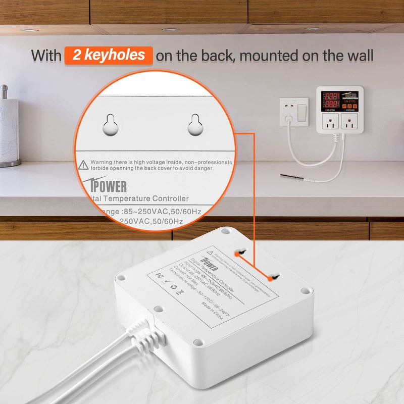 iPower Temperature Controller 1200W 10A Dual Digital Outlet Thermostat Plug