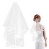 Andibro Short Wedding Bridal Veil with Comb, 2-Tier Tulle Bridal