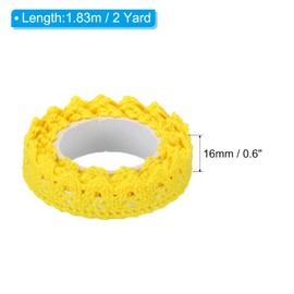 PATIKIL 0.6" Wide 2 Yards Self-Adhesive Lace Tape Lace Ribbon, 3 Pack Cotton Washi Trim Stickers Masking for Craft Scrapbooking DIY Card Making, Yellow