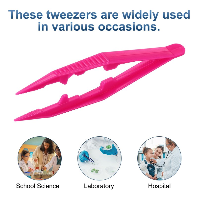 PATIKIL 30 Pcs Plastic Tweezers for Craft, 4" Small Plastic