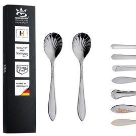 Gehring Solingen Focus Sugar Spoons, Set of 2, Shell Spoon, 18/10 Stainless Steel, Coffee Spoon, Dishwasher Safe, Made in Germany