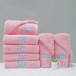 Songwol Towel Songwol Towel 180g 40 count daily towel set (7 pieces per set), daily daily towel Indie Pink 1 set / 송월타올 송월타월 180g 40수 요일수건 세트(7장 1set), 데일리 요일수건 인디핑크 1세트