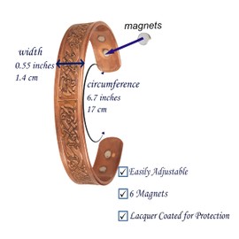 Touchstone Handcrafted by Indian Skilled Artisans Durable High Gauge Pure Copper Peace Exclusive Celtic Design Chakra Mediation Magnetic Healing Bracelet In Natural Tone, Copper