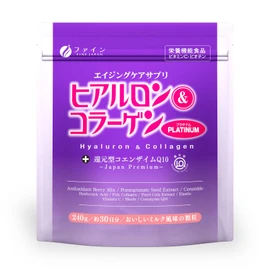 Fine Japan Hyaluron & Collagen + Reduced Coenzyme Q10 Platinum, Collagen, 5250 mg Hyaluronic Acid, 150 mg Elastin, Vitamin C, Cloak Extract, 30 Day Supply (8.5 oz / 240 g) Domestically Made