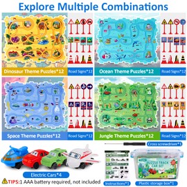 VESPRO 100PCS Kids Car Track Set - 4 Series Toddler Puzzle Racer Play Set, Educational Toys for Boys and Girls Ages 3+