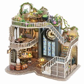 TuKIIE DIY Miniature Dollhouse Furniture Kit, Vintage Inspired 1:24 Scale Creative Room Wooden Christmas Doll House Accessories Plus Dust Proof for Kids Teens Adults(Magic House)