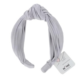 Scunci x Ali Manno Headband – Gray Soft Twist Knot Fabric Hair Band, 1-Piece, Stylish Wide Headwrap for Women, Comfortable No-Slip Fit, Everyday Wear, Yoga, Travel, or Casual Looks