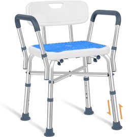 TABEKE Shower Chair for Inside Shower, 550lb Shower Chair with Backrest & Padded Armrest, Height Adjustable Shower Bench, Heavy Duty Shower Seat for Bathtub, Elderly and Disabled