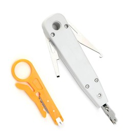 1pcs Professional Ethernet Punchdown Tool,Down Tool, Cable Impact Terminal Insertion Tools with Wire Stripper Combo for RJ45 Socket Cat5/Cat6/Ca7 and Telephone (White)