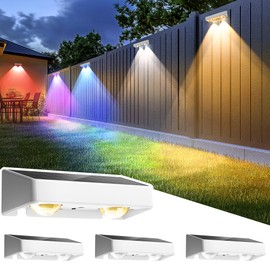 SOLPEX Solar Fence Lights Outdoor, 9 Fixed Colors ＆ Color Changing Fence Solar Lights Outdoor Waterproof IP65, LED Deck Lighting for Backyard Wall Step Patio Railing Pool Porch (4 Pack)