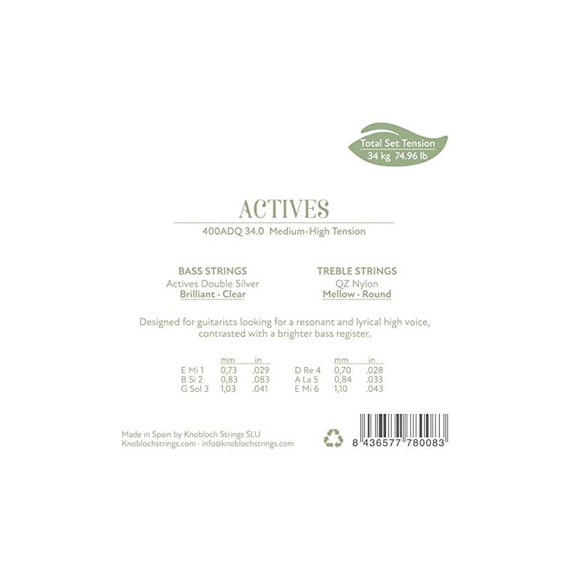 Knobloch Strings QZ 400ADQ Double Silver Nylon - Medium High