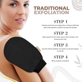 VELORIA Korean Exfoliating Mitt for Body - 2-Pack Exfoliating Glove Set - Dead Skin Remover for Body - Self-Tan Removal & Keratosis Pilaris Treatment