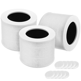 3-Pack of Core Mini-RF Premium High Efficiency Replacement Filters, Compatible with LEVOIT Core Mini Air Purifier, 3-in-1 H13 Grade True HEPA Filter Replacement, Core Mini-RF White
