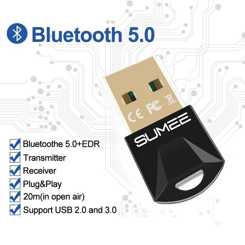 USB Bluetooth 5.0 Adapter Dongle,Wireless Bluetooth Transmitter Receiver for PC
