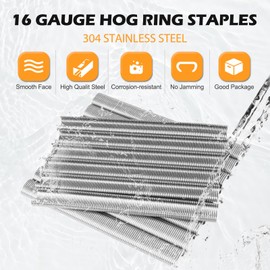 KIMSING SC760 16 Gauge 304 Stainless Steel Hog Rings 1/2-Inch Crown C Ring Staples 18,000 PCS Fencing Staples Closure Diameter of 3.0-4.8mm for Hog Ring Gun