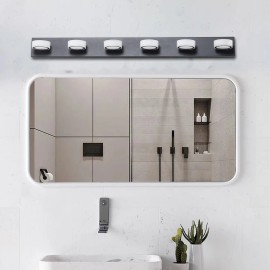 Ship in US,45" Modern 6-Light LED Vanity Light, Sleek Black Bathroom Wall Light Fixture for Mirror, Shower, and Bathroom DecorLamp Power(W): 18