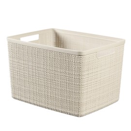 Curver Basket Jute 100% Plastic Recycled Rectangular, White Red, L: 20 L
