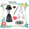 Kids Magician Costume Set with Cloak Cape Top Hat Wand