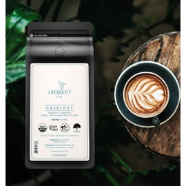 Lifeboost Coffee Hazelnut Ground Coffee - Low Acid Single Origin USDA Organic Coffee - Non-GMO Ground Coffee Beans Third Party Tested For Mycotoxins & Pesticides - 12 Ounces