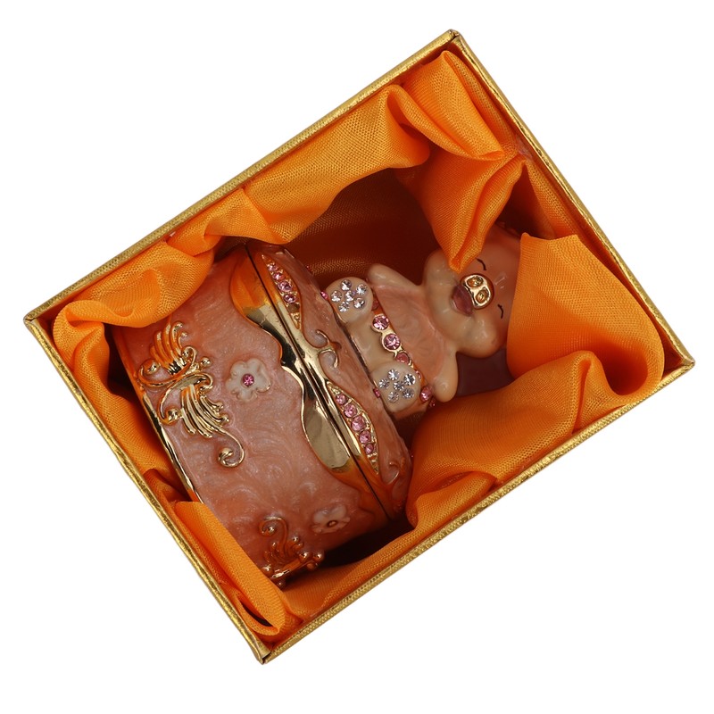 Pig Hinged Jewelry Box Hollow Design Cute Appearance Hand Painted