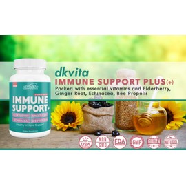 DK Vita 9 in 1 Immune Support Supplement - Elderberry, Zinc, Vitamin C, Echinacea, Goldenseal, Ginger Root, Bee Propolis, Garlic Extract - Two Month Supply - 60 Capsules