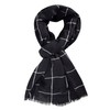 Peach Couture Eyelash Fringe Checkered Plaid Beach Wrap Scarves Black