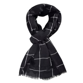 Peach Couture Eyelash Fringe Checkered Plaid Beach Wrap Scarves Black