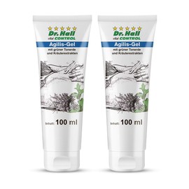 Dr. Hall Agilis Gel Cooling Care Gel for Tension & Tired Legs. Herbal Gel with Green Clay, Devil's Claw & Peppermint Oil (2 x 100 ml)