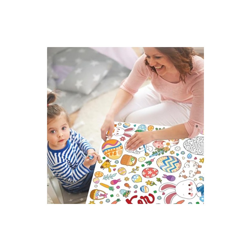 Easter Coloring Tablecloth for Kids - 76 x 183cm Colouring