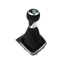 Do!LED Gear Stick Knob Gear Stick Boot Frame 6 Gears Made of Alcantara Red Stitching Compatible / Replacement Part for VW Golf 5 6 Jetta V + VI EOS Scirocco 3