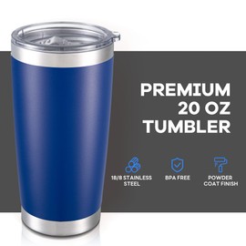 Orebigo 20 oz Tumbler with Lid Stainless Steel Insulated Tumblers Bulk Double Wall Vacuum Cups Powder Coated Travel Mug Keep Drink Cold and Hot, Blue, 8 Pack