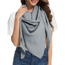 Bbonlinedress Women's Cotton Scarf Neckerchief Elegant Triangular Scarf Multifunctional Scarf Shawl Muslin Scarf 200 x 140 x 140 cm, Greyblue