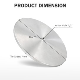 QZATTCAEN Aluminum Disc Master Base Lap Plate 6" x 1/2" Arbor Grinding Pads for Flat Abrasive Wheels/Backer-Disc/Slant Cabber Polishing Machine - 1 Pack