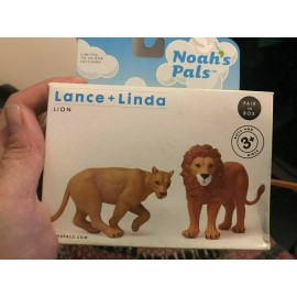 Retired NOAH'S PALS Africa Lion Animals PVC Figurine Model Pair RARE Toy Set