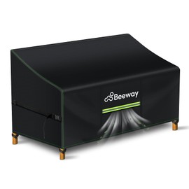 BEEWAY Garden Bench Cover Waterproof 2 Seater with Air Vent, Outdoor Patio Bench Seat Cover - 420D Oxford Fabric, Anti-UV, Windproof - 135 x 65 x 89/63cm