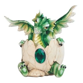 ICE ARMOR 5" H Fantasy May Birthstone Green Dragon Baby Hatchling in Egg Figurine - Exquisitely Detailed Mythical Dragon Figurine Sculpture, Hand Painted Collectible Statue for Fantasy Enthusiasts