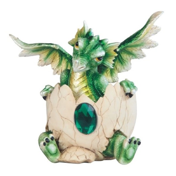 ICE ARMOR 5" H Fantasy May Birthstone Green Dragon Baby