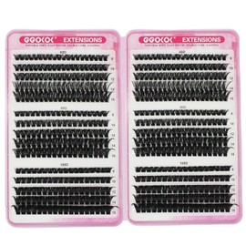 GGOKOK DIY Lash Clusters 60D+80D+100D Fluffy Volume 8-16MM Thick Eyelash Extension Kit Individual Lash Russian Eyelashes Extensions Wispy Lash Clusters(60D 80D 100D)