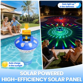 KingSom 2026 Upgraded Pool Chlorine Floater,Solar Chlorine Floater w/Lights,Button Control Chlorine Floater,Large Capacity Floating Chlorine Dispenser,Chlorine Floater w/Adjustable Release-Blue