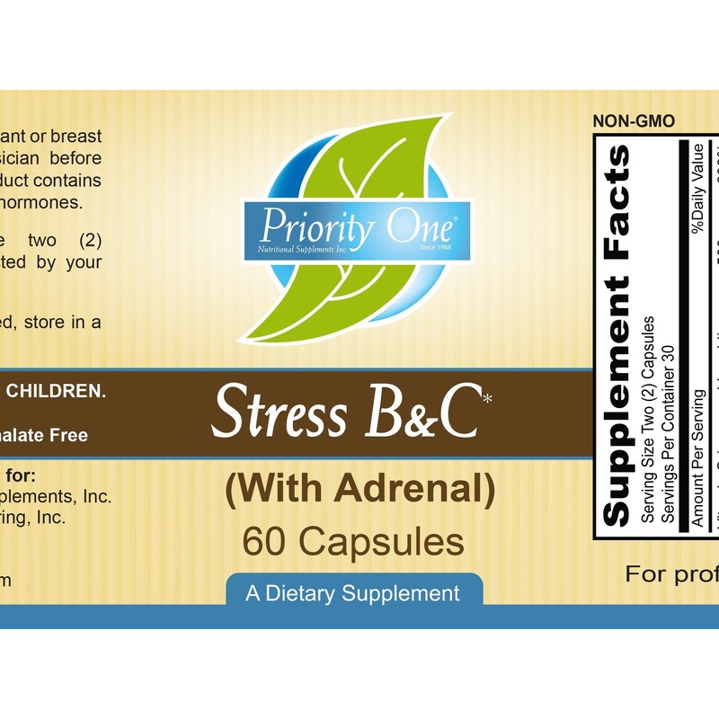 Priority One Vitamins Stress B & C 60 Capsules -