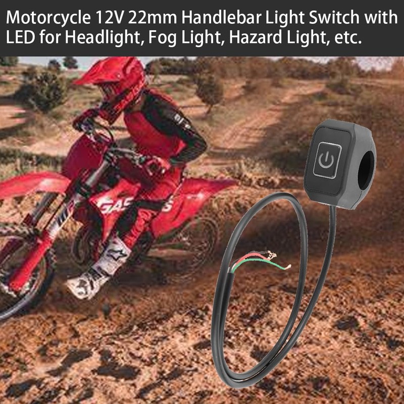Motorcycle Handlebar Switch, 22mm 7/8 Inch Handlebar Headlight Control Push