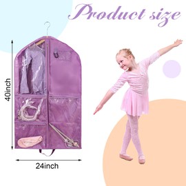 Garment Bag,Garment Bags For Travel,40 inch Garment Bags For Hanging Clothes,Kids Garment Bags With Pockets,Costumes Dance Garment Bags For Dancers Storage,Dance Garment Bag For Girls Boys 1 PCS Purple