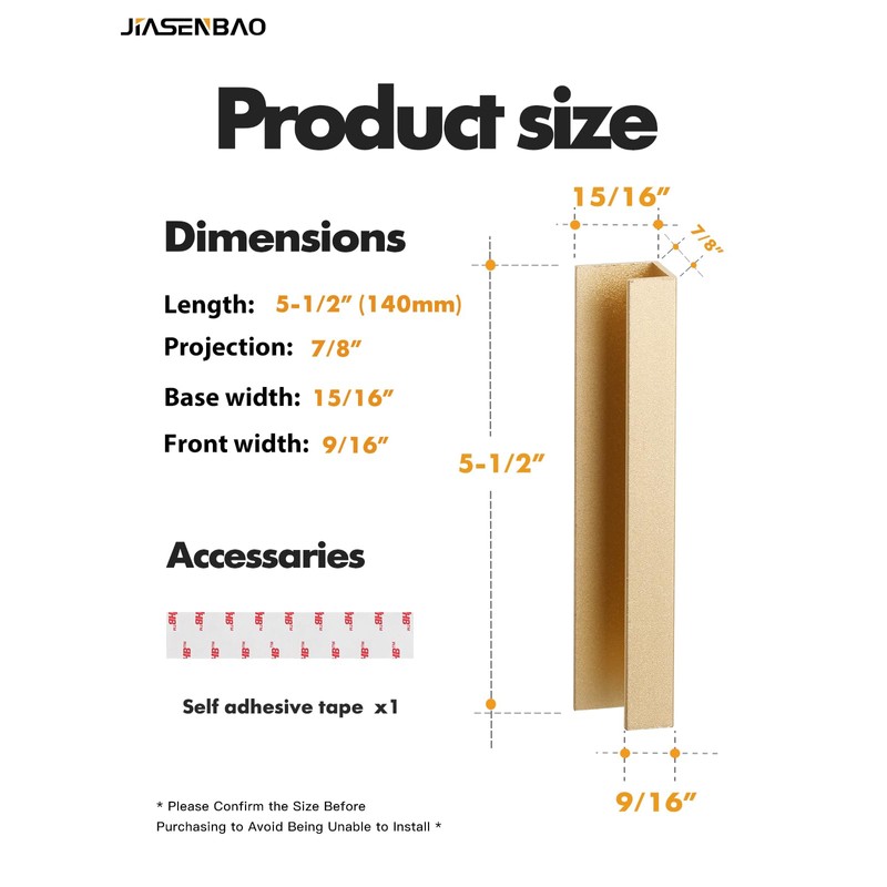JIASENBAO 10 Pack Adhesive Handles Gold 5-1/2" Length(Cover 5" Hole