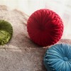 Hig Juego Almohadas Decorativas Redondas Plisadas Terciopelo Azul Polvoriento