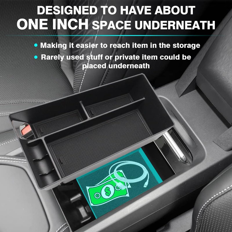 BestEvMod Center Console Organizer & Dash Tray Compatible with 2021-2024