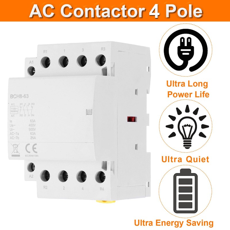 sourcing map AC Contactor 63A 4 Pole 2NO 2NC 110V
