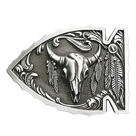 AW-Collection Buckle Belt Buckle Western Buckle Arrowhead Skull Longhorn Silver, silver