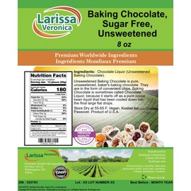 Baking Chocolate, Sugar Free, Unsweetened (8 oz, ZIN: 525703) - 2 Pack
