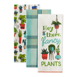 DII You Grow Girl Collection Decorative, Machine Washable Kitchen, Dishtowel Set, 18x28, Fancy Plants, 3 Piece
