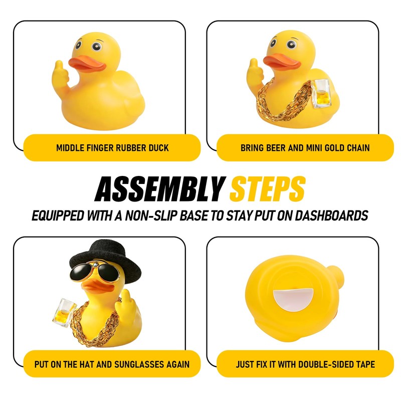 VAGCARS Funny Cowboy Rubber Duck Car Ornaments with Hat &